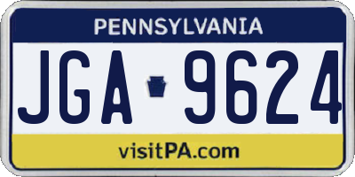PA license plate JGA9624