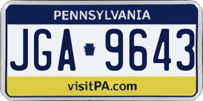PA license plate JGA9643