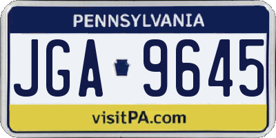 PA license plate JGA9645