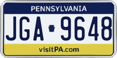 PA license plate JGA9648