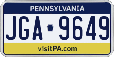 PA license plate JGA9649