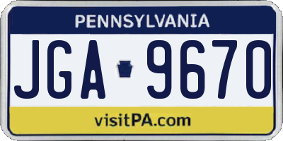 PA license plate JGA9670