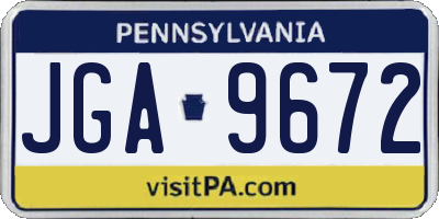 PA license plate JGA9672