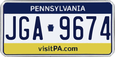 PA license plate JGA9674