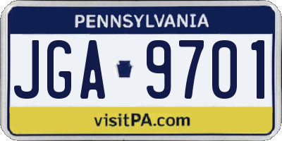 PA license plate JGA9701