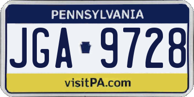 PA license plate JGA9728