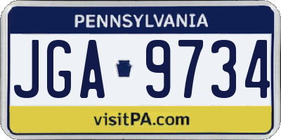 PA license plate JGA9734