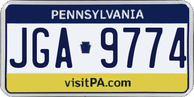 PA license plate JGA9774