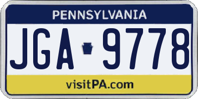 PA license plate JGA9778