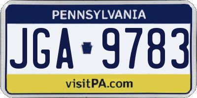 PA license plate JGA9783
