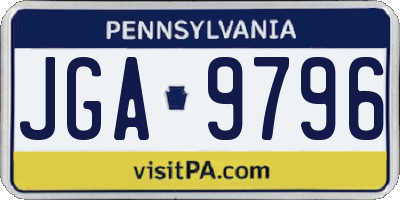 PA license plate JGA9796