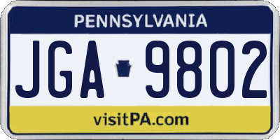PA license plate JGA9802