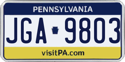 PA license plate JGA9803