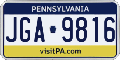 PA license plate JGA9816