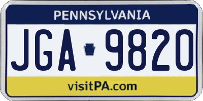 PA license plate JGA9820