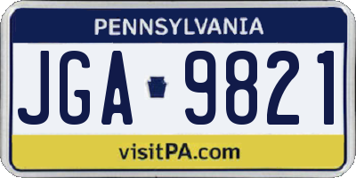 PA license plate JGA9821