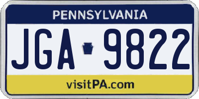PA license plate JGA9822