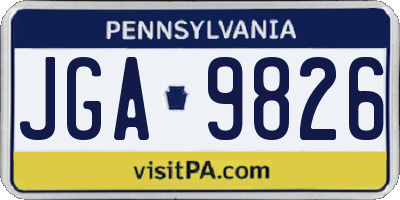 PA license plate JGA9826
