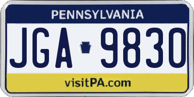 PA license plate JGA9830