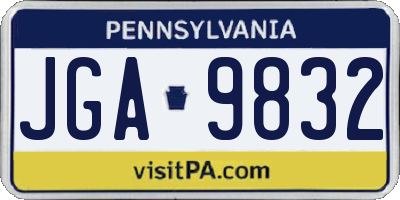 PA license plate JGA9832