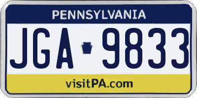 PA license plate JGA9833