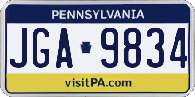 PA license plate JGA9834