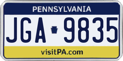 PA license plate JGA9835