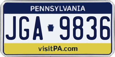 PA license plate JGA9836