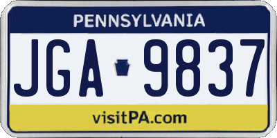 PA license plate JGA9837