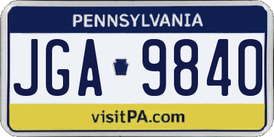 PA license plate JGA9840