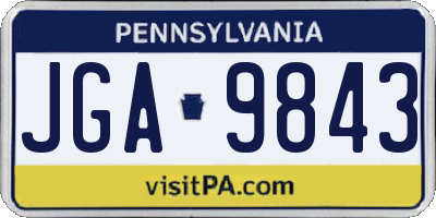 PA license plate JGA9843