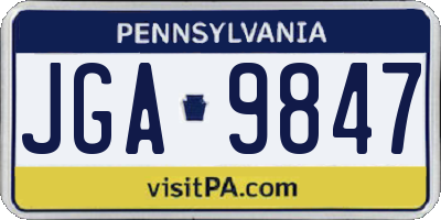 PA license plate JGA9847