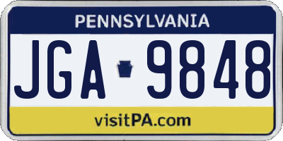PA license plate JGA9848