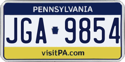 PA license plate JGA9854