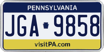 PA license plate JGA9858