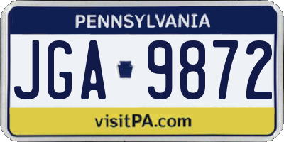 PA license plate JGA9872