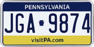 PA license plate JGA9874