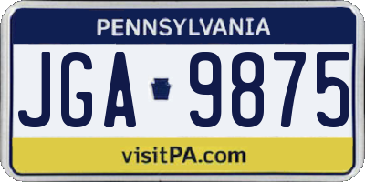PA license plate JGA9875