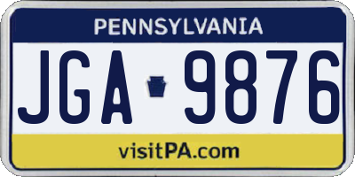 PA license plate JGA9876