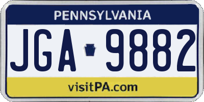 PA license plate JGA9882