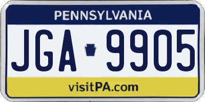 PA license plate JGA9905