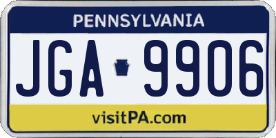 PA license plate JGA9906