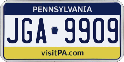 PA license plate JGA9909
