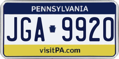 PA license plate JGA9920