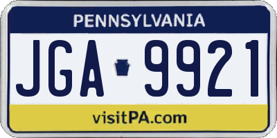 PA license plate JGA9921
