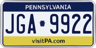 PA license plate JGA9922