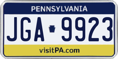 PA license plate JGA9923
