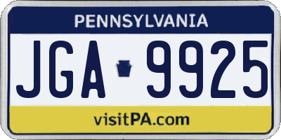 PA license plate JGA9925