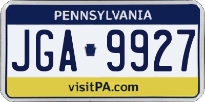 PA license plate JGA9927