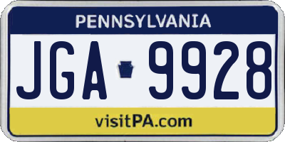 PA license plate JGA9928